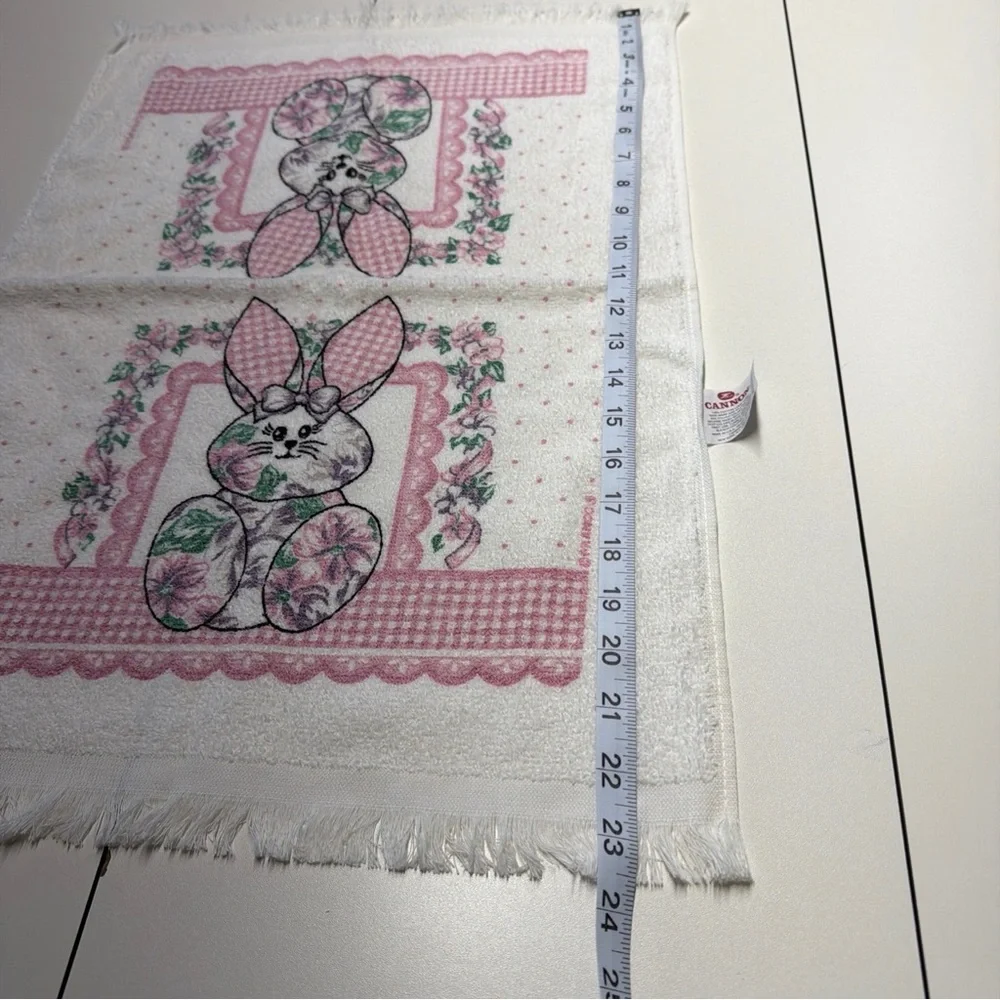 NWOT VTG Cannon Kitchen Towel 1980s-1990s Made‎ USA Bunny Flowers Country Cotton